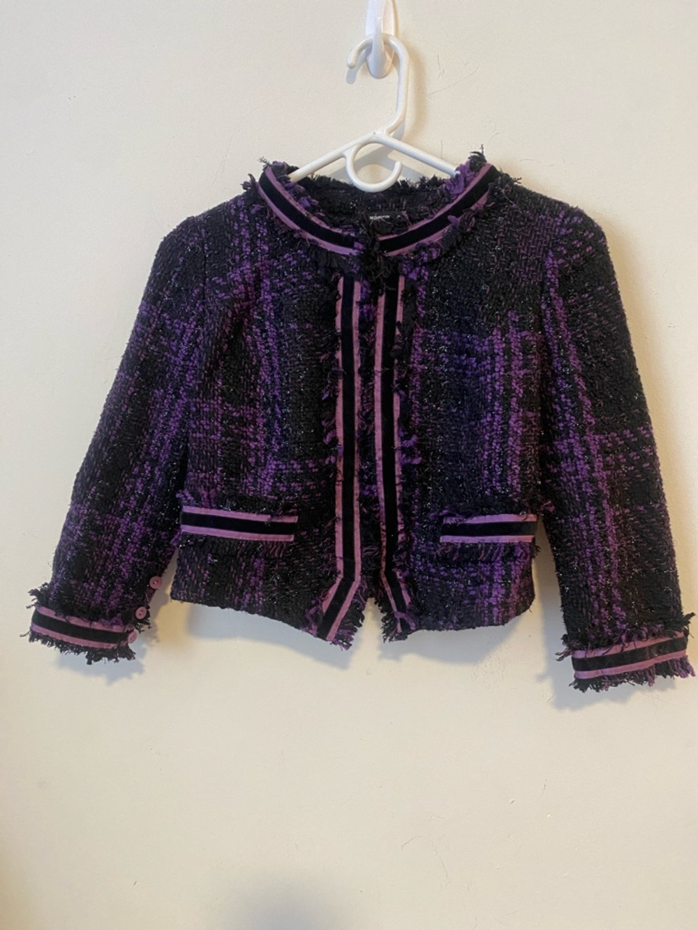 Purple Tweed Cropped Jacket